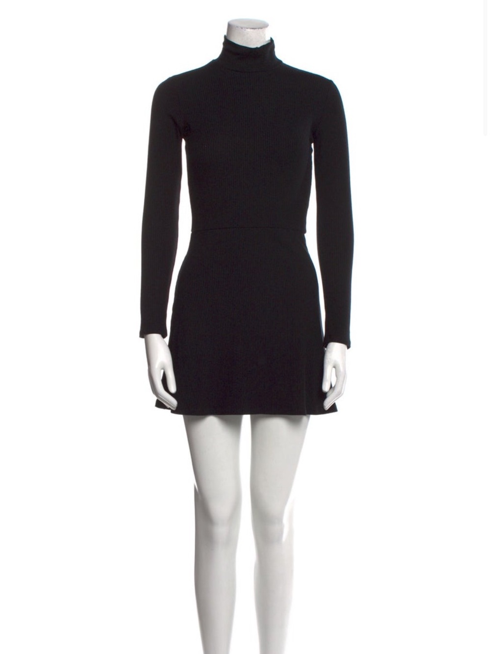Reformation Black Long-Sleeve Turtleneck Mini Dress